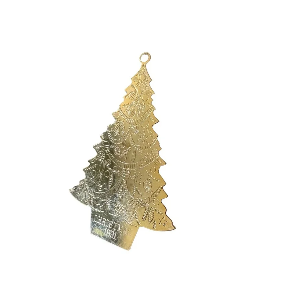 Vintage 1991 G.C. Duchin Christmas Ornaments Gold Tone Santa Bell Tree Lot 3